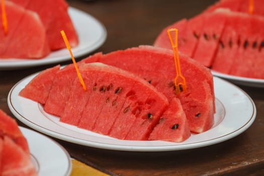 Colorful Thai fresh fruit on ceramic plate