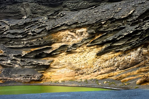 The Green Lagoon - Lago Verde near El Golfo - Lanzarote, Canary Islands, Spain