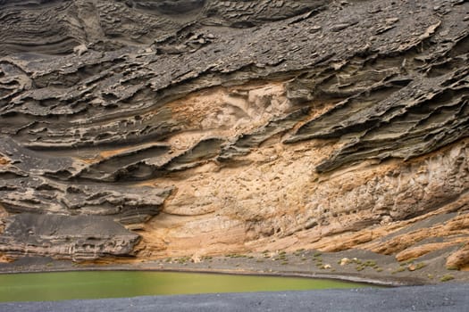 The Green Lagoon - Lago Verde near El Golfo - Lanzarote, Canary Islands, Spain