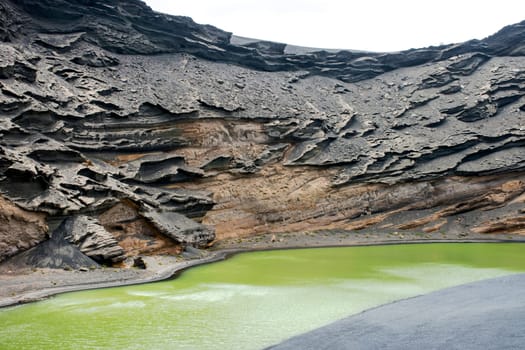 The Green Lagoon - Lago Verde near El Golfo - Lanzarote, Canary Islands, Spain