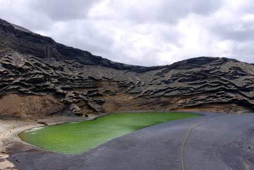 The Green Lagoon - Lago Verde near El Golfo - Lanzarote, Canary Islands, Spain