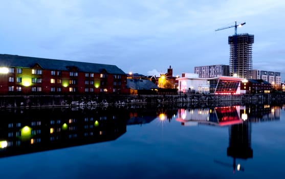 Liverpool docks in Keel Wharf waterfront of the River Mersey, Liverpool, United Kingdom on 26th