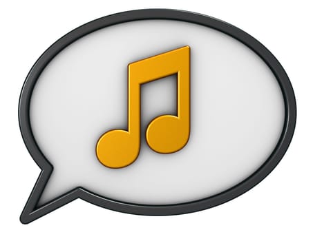 speech bubble and music note on white background - 3d rendering