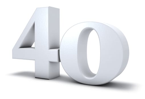 the number forty on white background - 3d rendering