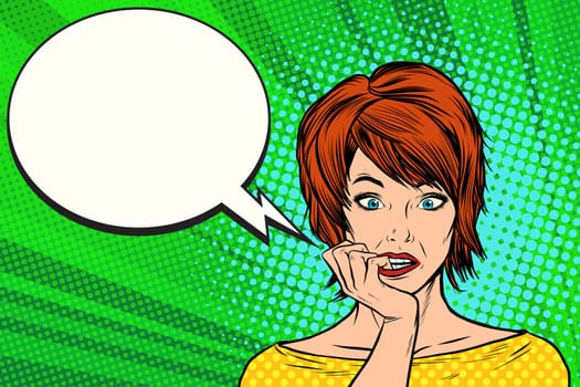 pop art kitsch woman thought retro vector illustration