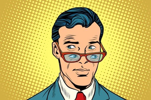 Double view, a man in glasses. Pop art retro vector illustration