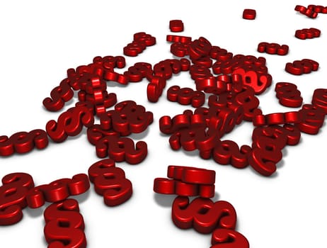paragraph symbols on white background - 3d rendering
