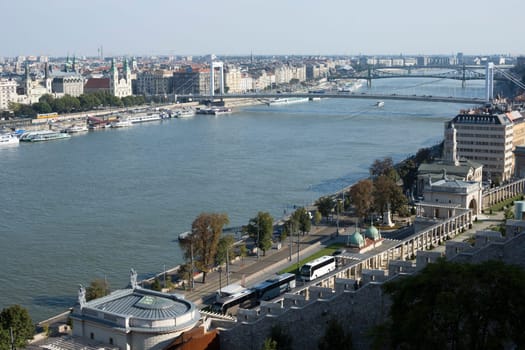 Cityscape about Budapest with Danube river at day.