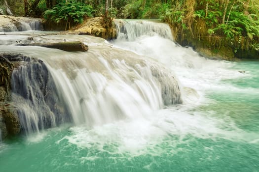 Tat Kuang Si Waterfalls. Beautiful landscape. Luang Prabang. Laos.