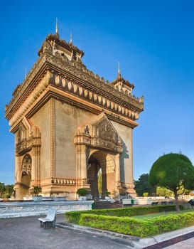Patuxay monument or Gate of Triumph in Vientiane, Laos