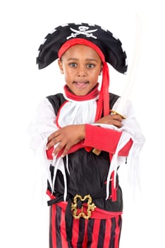 Young boy in pirate costume for Halloween
