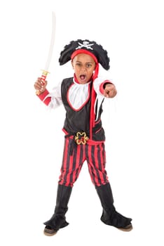 Young boy in pirate costume for Halloween