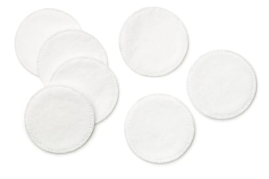 cotton pads isolated on white background. top view
