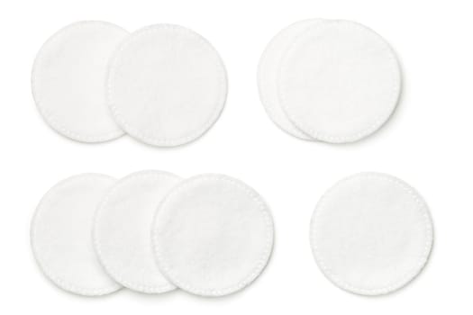 cotton pads isolated on white background. top view