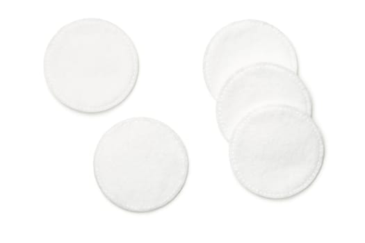 cotton pads isolated on white background. top view