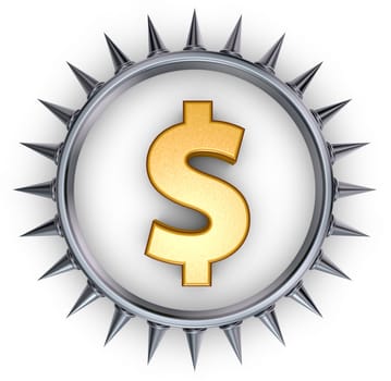 spike ring with dollar symbol - 3d rendering