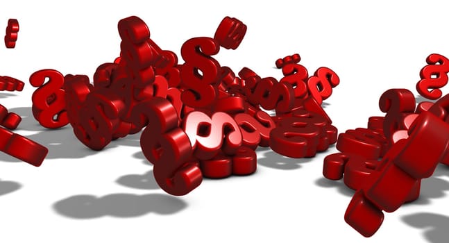 paragraph symbols on white background - 3d rendering