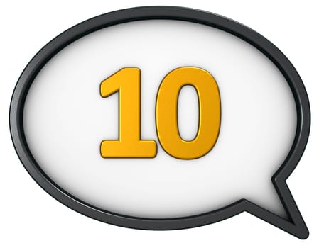 the number ten in a speech bubble - 3d rendering