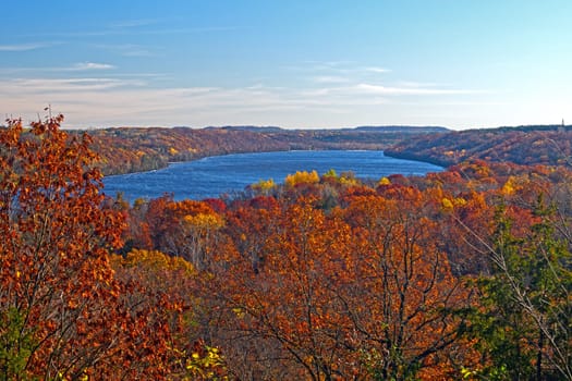 Fall Colors on the St Croix River in Afton State Park in Minnesota