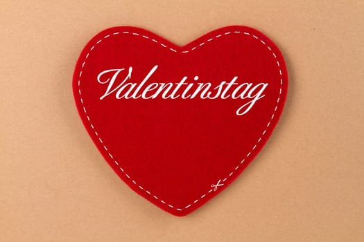 Red heart made of felt with lettering - Valentine's Day