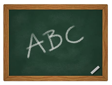 the letters abc on chalk board - 3d rendering