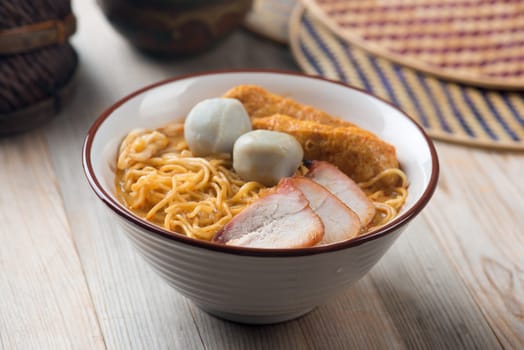 Curry Noodle Soup with coconut milk, Malaysian cuisine.