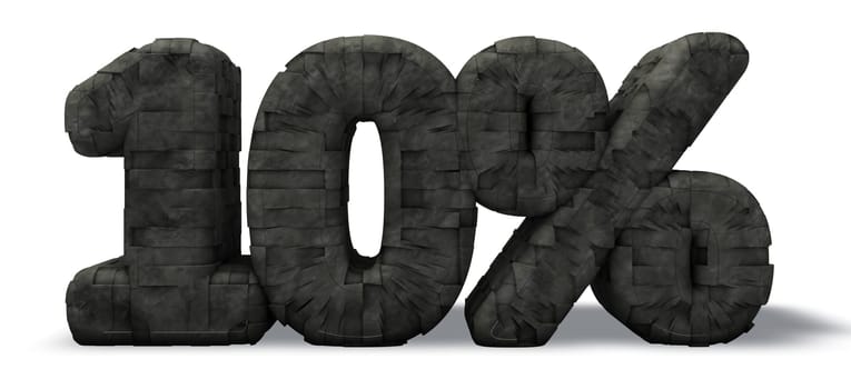 the number ten and percent sign - 3d rendering