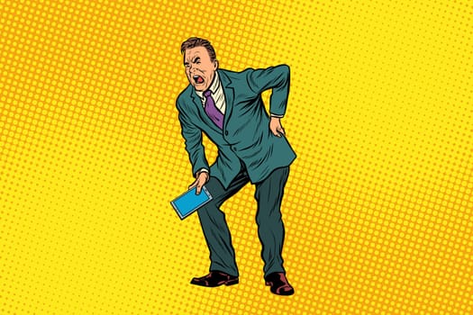 Male back pain. medicine and health. Pop art retro vector illustration