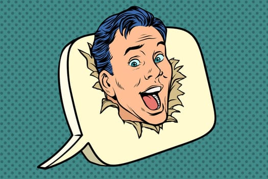joyful avatar in the message. Pop art retro vector illustration
