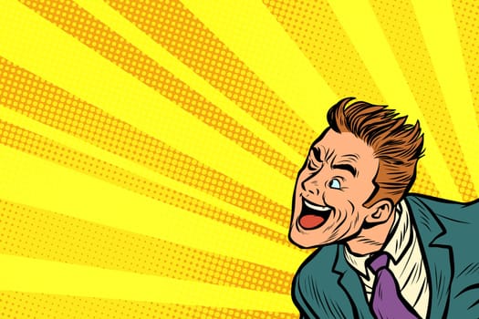 Funny joyful pop art man retro vector illustration