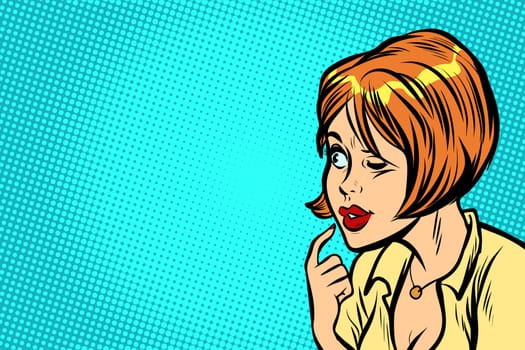 Woman pop art kitsch thinks retro comic book vector illustration