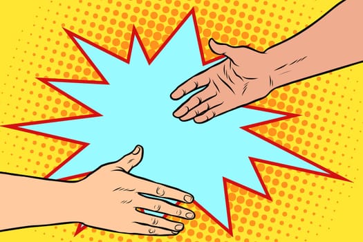 handshake, business deal, friendship. Pop art retro vector illustration