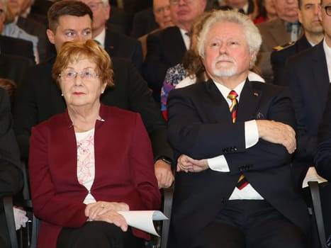 Former Lord Mayor of Magdeburg Willi Polte (SPD) with his wife Ida at the ceremony for the 80th birthday of Magdeburg honorary citizen Willi Polte
