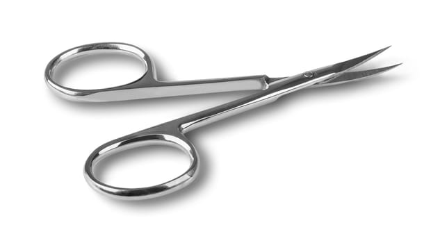 Professional manicure tools on a white background. Manicure scissor.