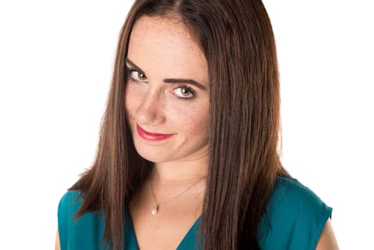 Casual young woman isolated in a white background