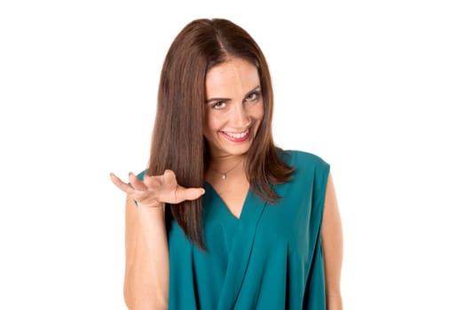 Casual young woman isolated in a white background
