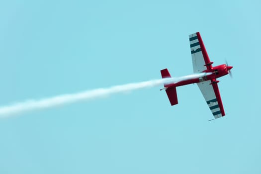 USA, Chicago - August 19: American biplane Waco UPF-7 performing at Chicago Air and Water Show on August 19, 2017