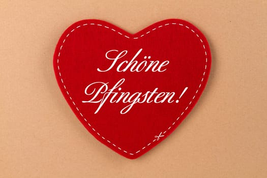 Red heart made of felt with lettering - Beautiful Pentecost