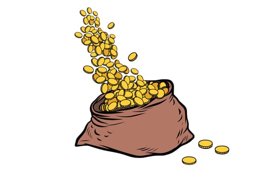 a bag of gold coins. Pop art retro vector illustration
