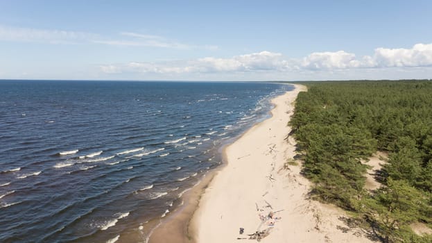Gauja river Latvia drain into Baltic Sea aerial drone top view