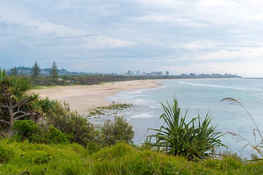 Fingal Head, NSW, Australia- December 22, 2017: Australian coastal sand beach view from Fingal Head, Australia