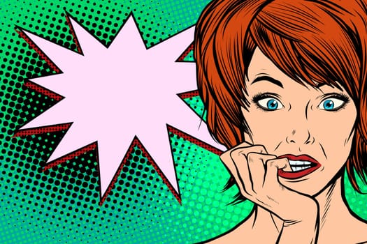 pop art woman thinking retro vector illustration