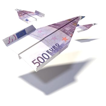 Paper plane from a 500 Euro note