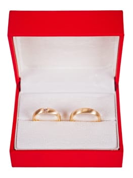 Wedding rings in red box