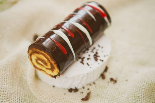 Traditional Christmas cake. Warm colors. Selective Focus