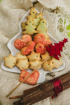 Christmas cookies with festive decoration. Selective focus. warm colors