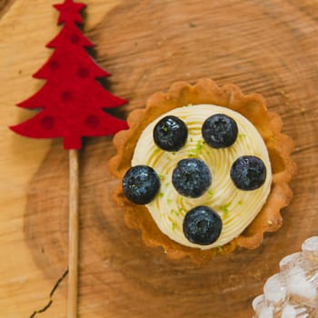 Traditional Christmas cake. Warm colors. Selective Focus