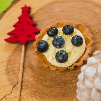 Traditional Christmas cake. Warm colors. Selective Focus