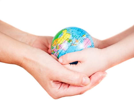 Hands holding a globe