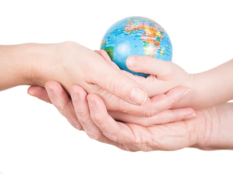 Hands holding a globe